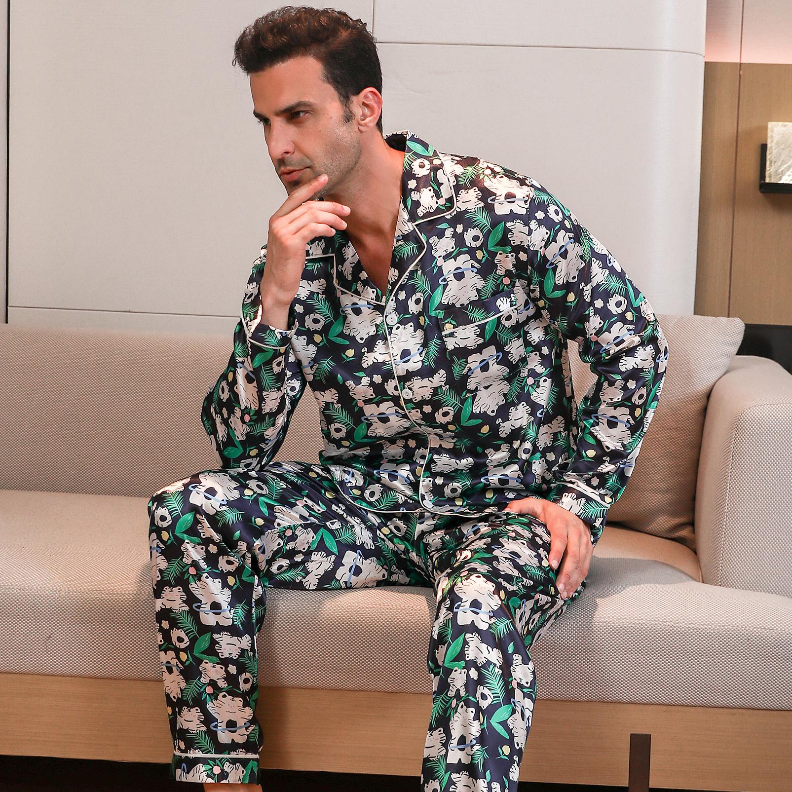 

Мужская пижама Moolmeyno Ice Silk с длинными рукавами и брюками M