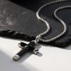 Luxe Natuurlijke Zwarte Onyx Kruis Ketting voor Mannen, Waterdichte Roestvrij Staal Kruis Hanger, Sieraden Cadeau voor Echtgenoot Vader Zoon