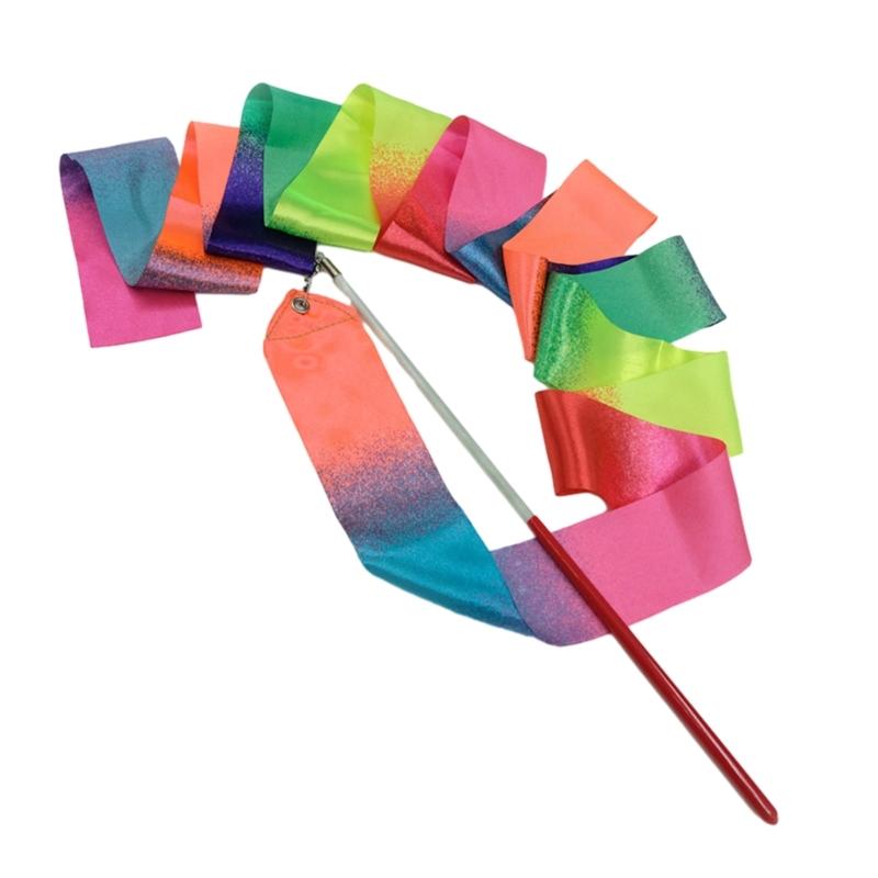 

Gymnastic Ribbon Sparkling Dance Ribbon Twirling Batons Long Ribbon Streamers Rhythmic Gymnastic for Kids Artistic 2 meters
