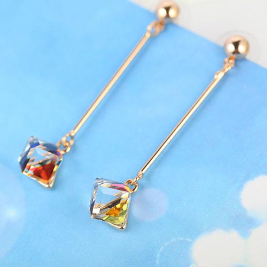 1 Pair Women Fashion Long Dangle Rhinestone  Earrings Eardrops Jewelry for Wedding