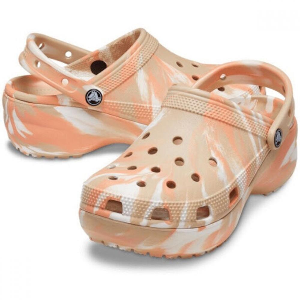 

Crocs Slipper Sandals Tqj 207176 2zm Classic Platform Marbled Clogw Chai Mlt 230