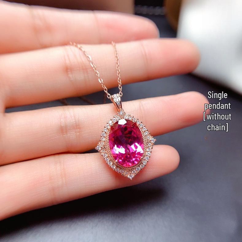 

Роскошный комплект из кольца и ожерелья с бриллиантами из красного турмалина для женщин