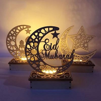 2020 neue Holz Islam Muslim Eid Mubarak Ramadan Home Party Ornament Dekor Led Holz Diy Tisch Deco