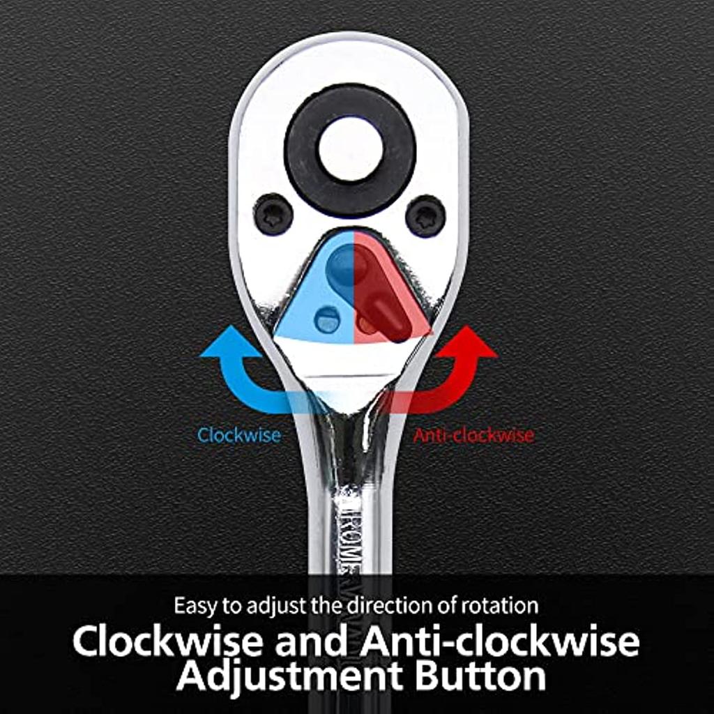 Drive Ratchet Handle, Professional Heavy Duty Ratchet Set, Quick-release Reversible, Premium Chrome Vanadium Steel Construction