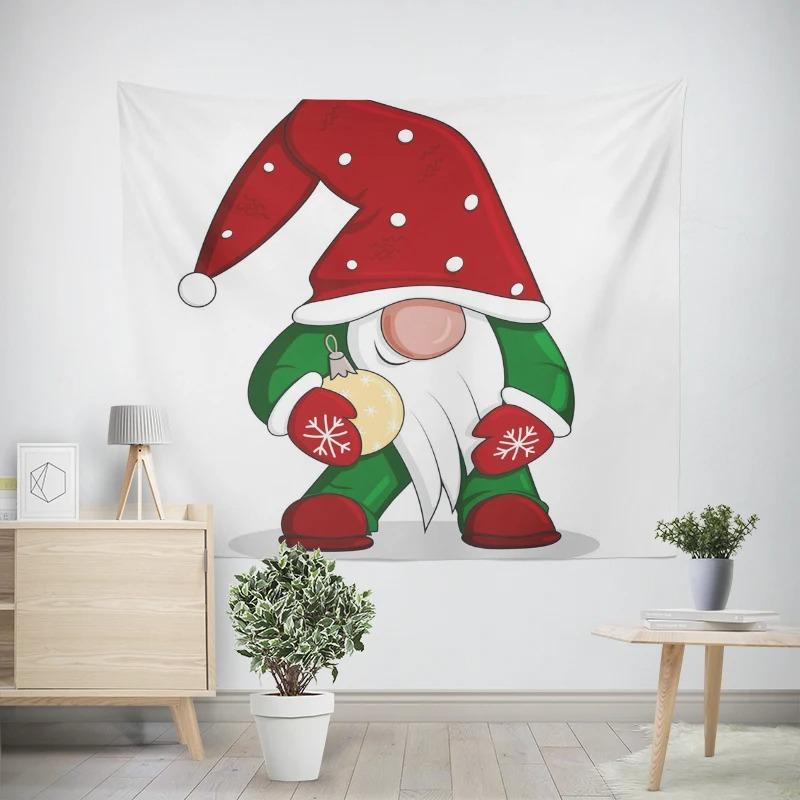 Christmas New Year Cute Santa Claus Gift Pattern Living Room Bedroom Decorative Tapestry