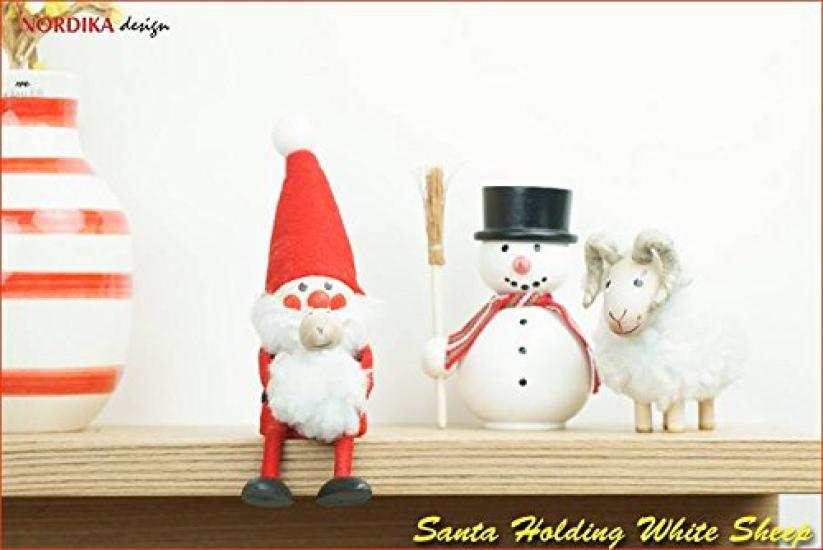 NORDIKA nisse Nordica Nisse Christmas Wooden Doll Holding a White Lamb (Santa / NRD120483)