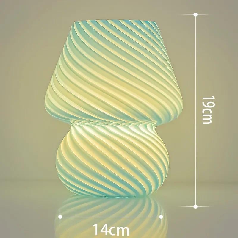 

Настольная лампа в форме гриба, креативные прикроватные лампы для спальни, витражные ночники, работающие от сети, для кабинета, гостиной, декора, настольные лампы Warm light-USB синий