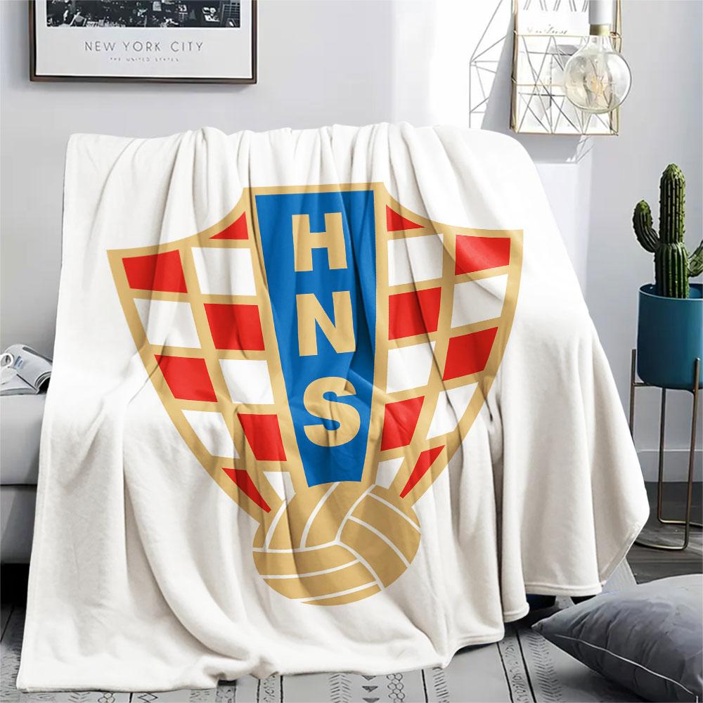 Kroatien Fußball Aufgedruckte Flanelldecke, weicher Überwurf für Schlafzimmer Sofa, waschbar, Fußballfan Artikel, tolles Geschenk.