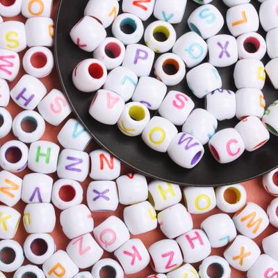 Hochwertiges Acryl 20 Stück 8*9mm Zubehör für Armband Halskette DIY Großloch Buchstaben Handgefertigtes Material Zylinder Alphabet Perlen Anhänger
