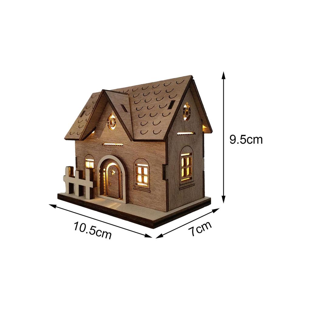Light up rustic, illuminated Christmas wooden house for home table celebration