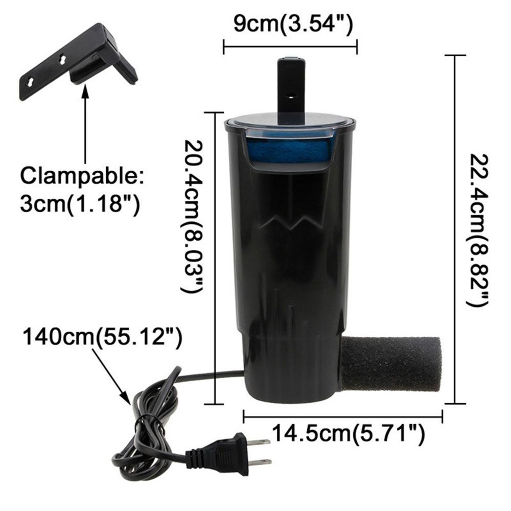 Aquarium Schildkrötenbecken Filter Niedriger Wasserstand Kleiner Fischtank Wasserfall-Typ 5W Leiser Eingebauter Filter Wasserpumpe