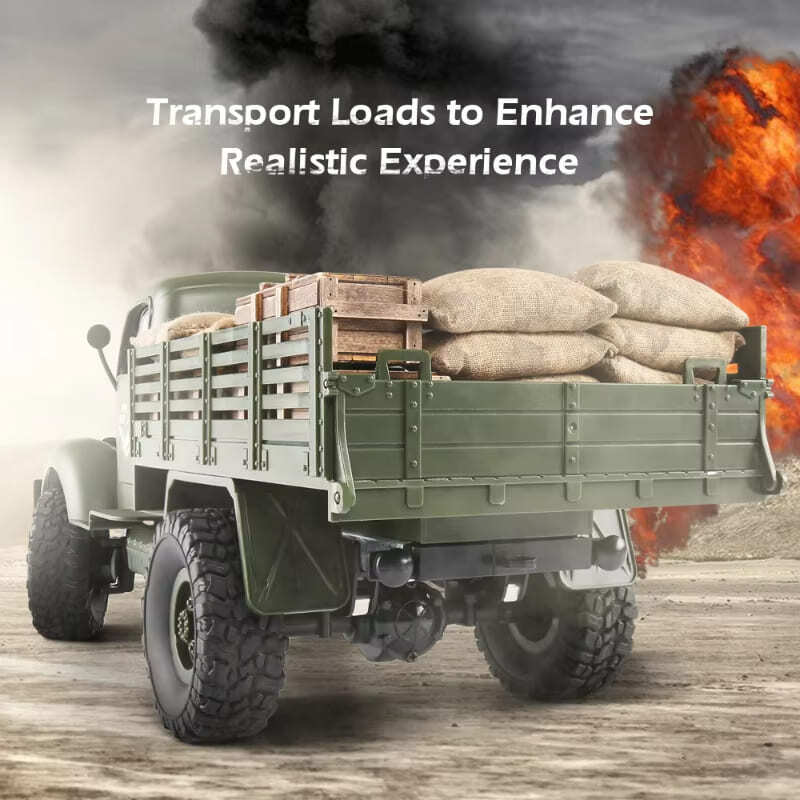 New 1/16 Full Scale RC Truck High Simulation Military Climbing Vehicle 6WD Off-Road 2.4G Remote Control Military Vehicle Toy Adult Children Gift Boys