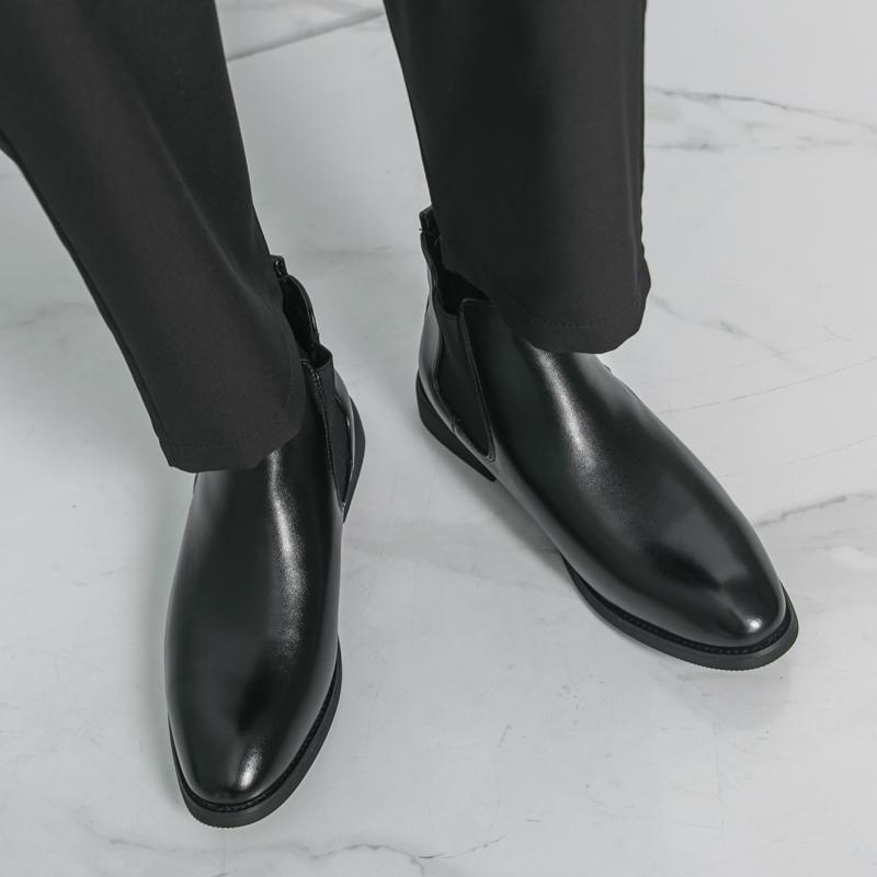Men’s Chelsea Short Boots Business Formal High Top Boots Brown Tuxedo Ankle Boots Black Boots Large Size