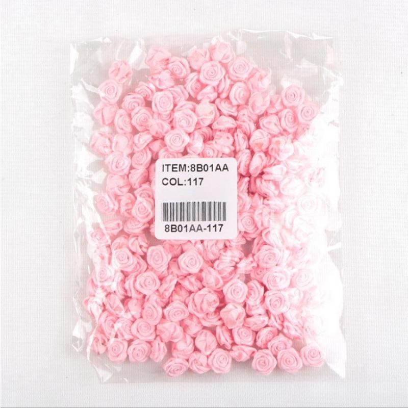

50 шт. 1 см 1,5 см Мини Ручная работа Лента Роза Сделай сам Аксессуары для волос, Аксессуары, Декоративные цветы из ленты Pink * 1.5