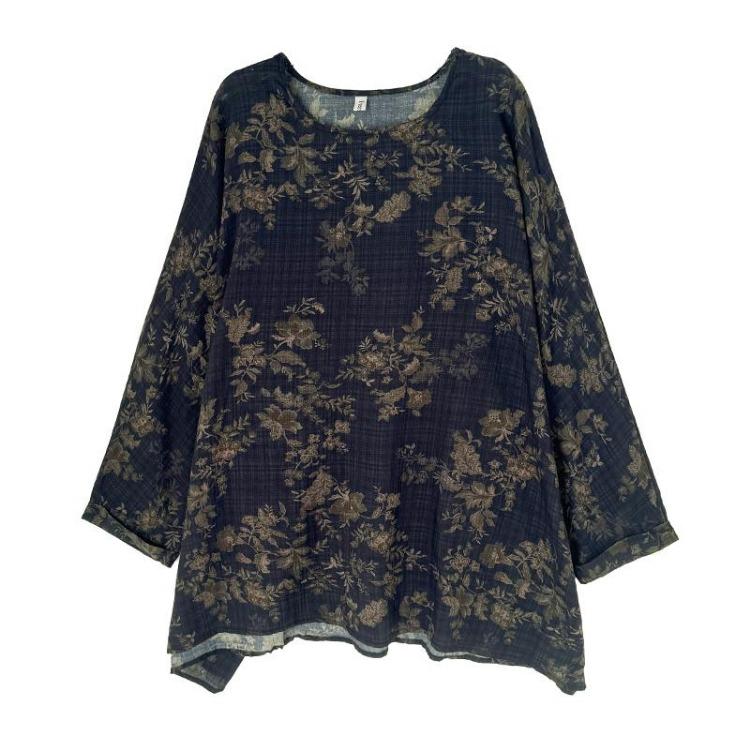 New Autumn Plus Size T Shirt Women Oversize Loose Casual O Neck Tops Tees Floral Print Shirts