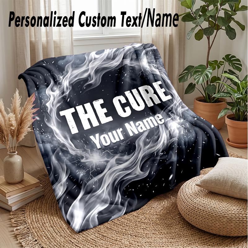 The Cure Custom Flannel Throw Blanket Print Your Name Text Soft Warm Blanket Holiday Present