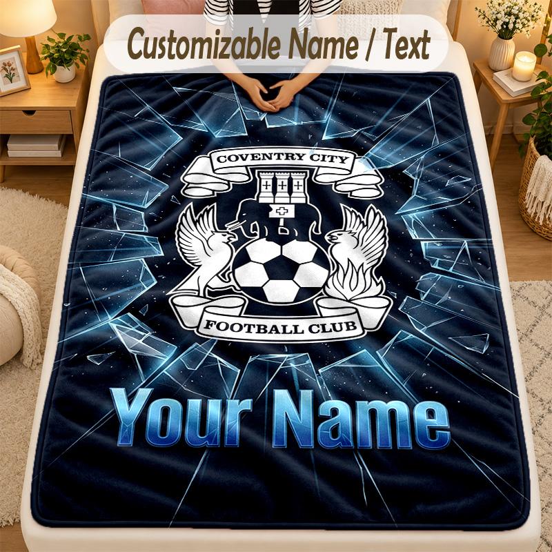 Flannel BlanketCoventry City FC Custom Name Text Personalized Soft Warm Throw Blanket Home Decor Gift