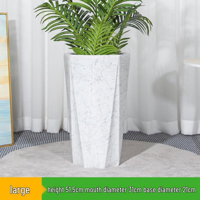 Large Light Luxury Ceramic Flower Pot for Floor or Table, XL Diameter, Album Style for Green Plants & Silk Flowers