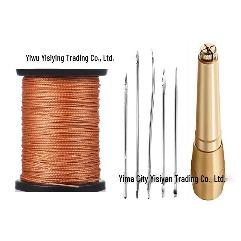 Leather Sewing Kit: Canvas Needle, Nylon Thread & Multi-function Copper Awl