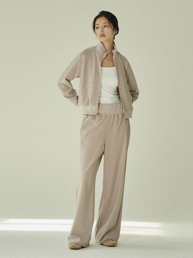 NOUVE Stretch Jersey Zip-Up Set - Beige