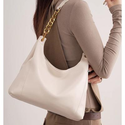 Bolsa Tote de Alta Qualidade para Mulheres com Grande Capacidade para Deslocamento, Bolsa de Ombro Axilar, Couro Macio, Bolsa Transversal, Bolsa de Corrente