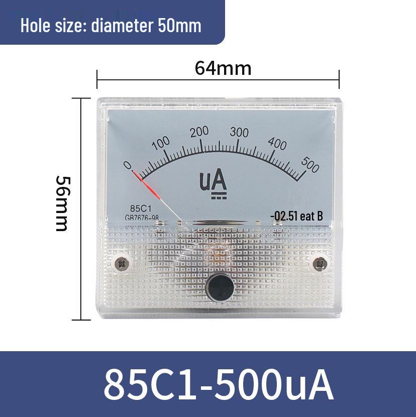 Pointer Type DC Ammeter Head 85C1-10A: Available In 1A, 2A, 3A, 5A, 50A, 500mA, 100uA, 30mA, and 50mA.