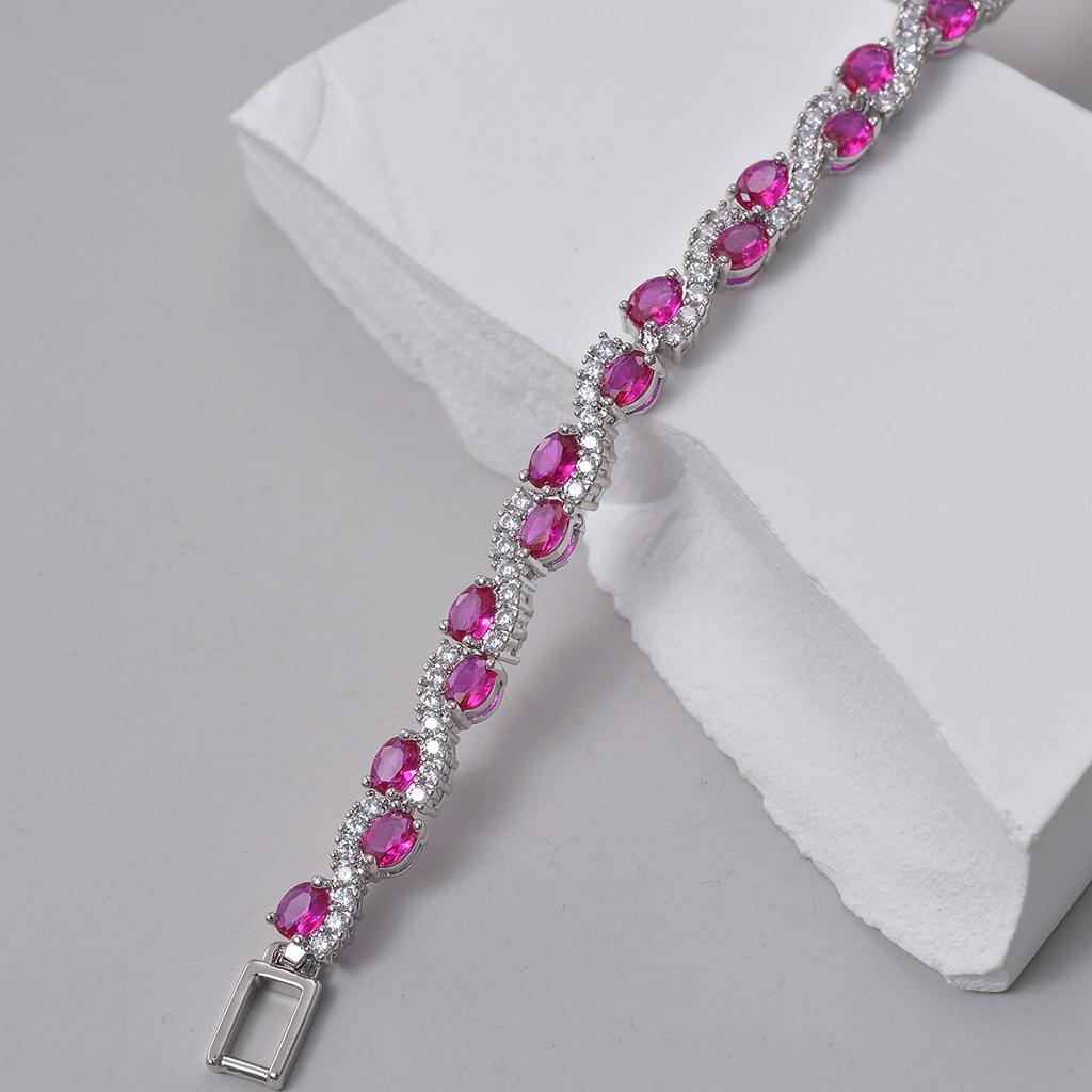 Synthetischer Rubin Oval Eingelegt Premium Süßer Schmuck Vielseitige Persönlichkeit Mädchen Roter Korund 5 #Armband