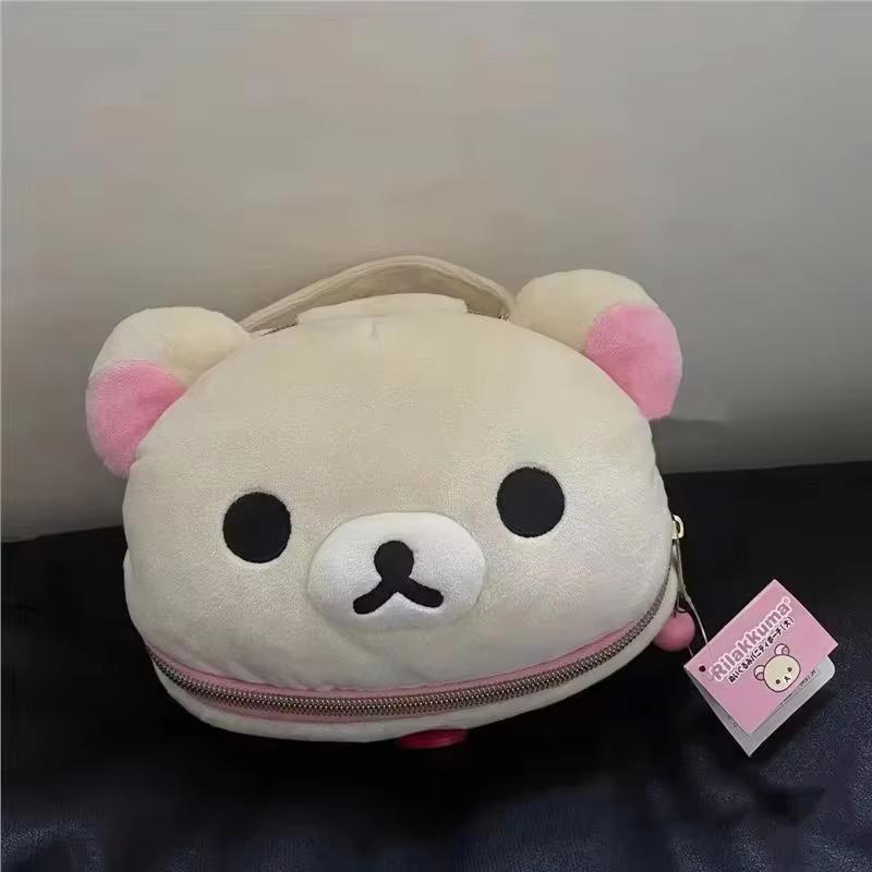 Neuer süßer Rilakkuma Bär Mädchen Plüsch Elliptische Stereoskopische Kosmetiktasche Tragbare Aufbewahrungstasche Süßer Cartoon Einfacher Bär Bär Aufbewahrung W