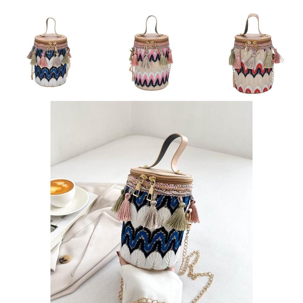 Ethnic Style Shoulder Bag With Chain And Tassels For Summer Outfits