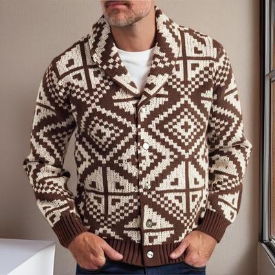 Men's Button-down Lapel Cardigan Jacket Slim Fit Outerwear Knitted Sweater
