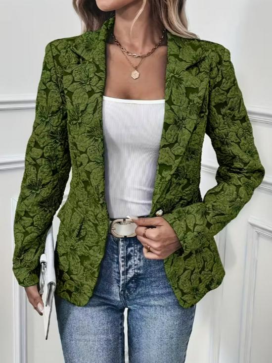 Casual Women's Spring/Autumn Retro Lily Jacquard Slim Fit Short Jacket