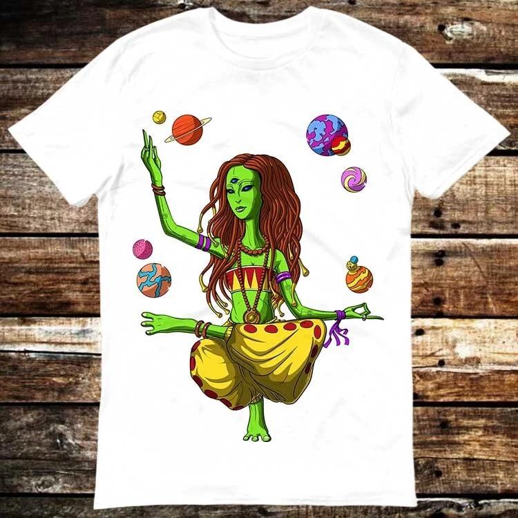 Alien Yoga Third Eye Psychedelic Zen OM Buddha Goddess T Shirt 6098 S