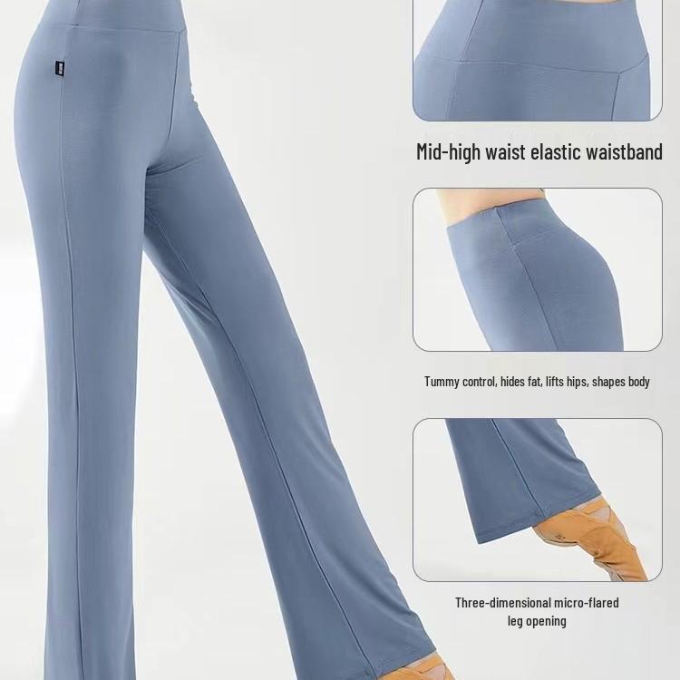 Pantaloni de Dans Clasic Chinezesc Modern pentru Femei - Micro Flare Îmbrăcăminte Profesională de Antrenament