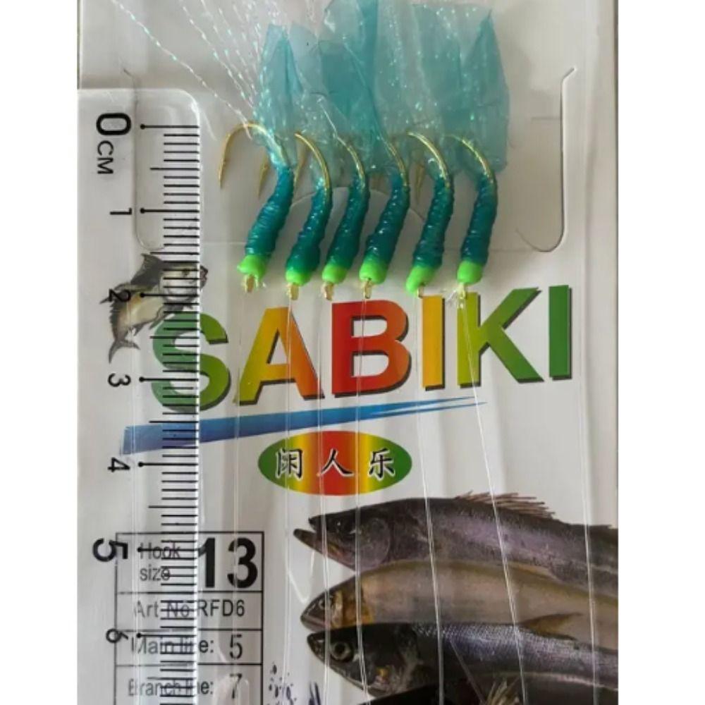 Golden Green Rubber Lures Lures Golden Tied Hooks Sabiki Sea Fishing Rigs  Saltwater