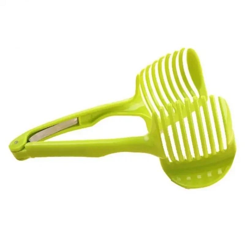 1pc Tomato Slicer Fruits Cutter Stand Utensilios De Cozinha Assistant Lounged Tomato Lemon Shreadders Slicer Random Color