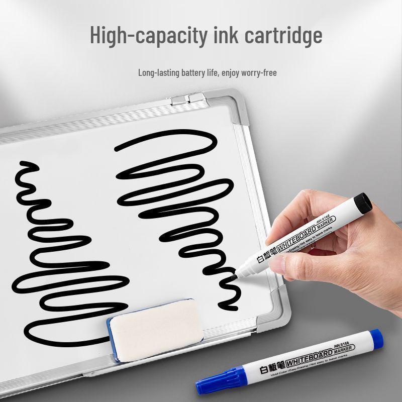 Erasable, Refillable Water-Based Whiteboard Markers - Black, Red, Blue - Large Capacity, Perfect for Offices & Teachers, Easy To Write.