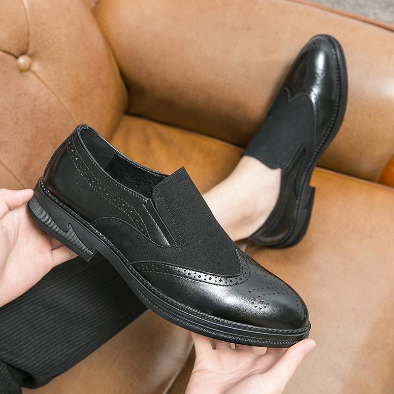 

Korean version of versatile trendy shoes British small leather shoes men s pointed casual fashion one-pedal lazy leather shoes 39 чёрный
