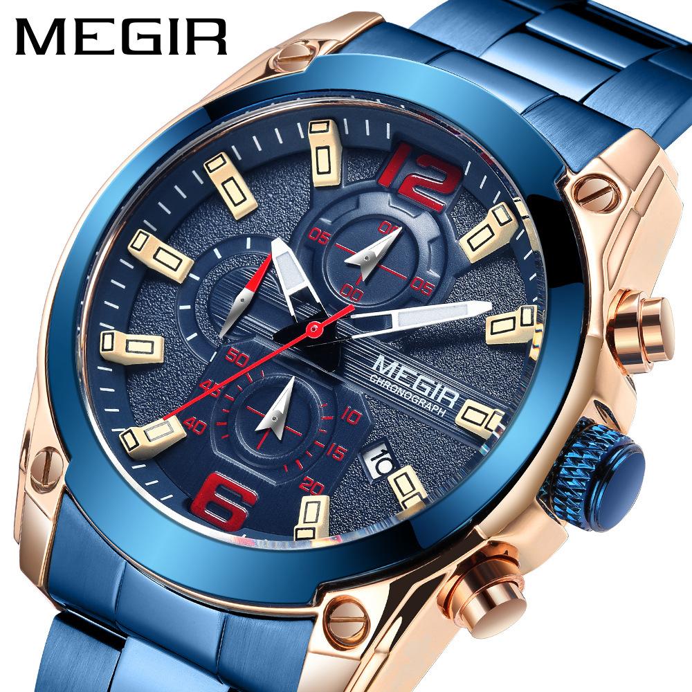 Men'S Watch Business Sports Multifunctional Chronograph Steel Belt Quartz Watch 2063