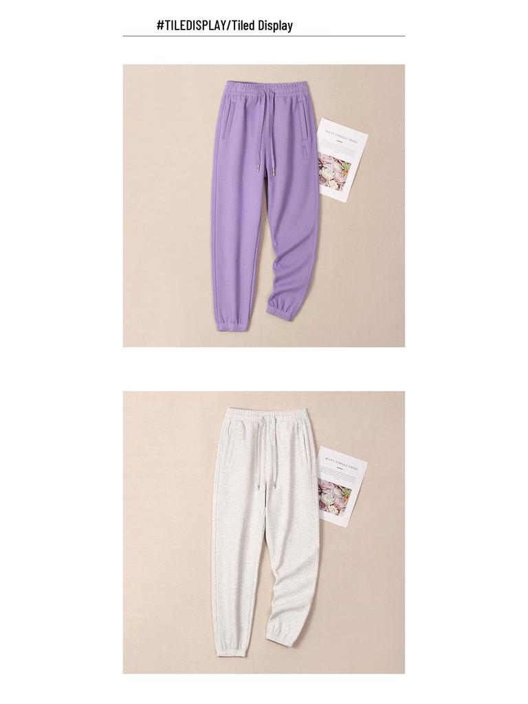 Women's Cream Fleece Sweatpants, Casual Loose Fit, Thickened for Autumn/Winter, Elastic and Warm Joggers, 420g.