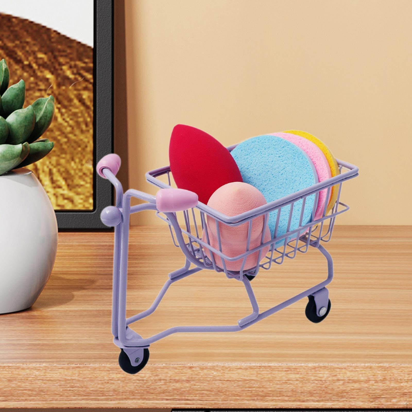 Мини-тележка для покупок, детская игрушка-каталка, ролевая игра, декор стола, забавная модель тележки, корзина для хранения фиолетовый