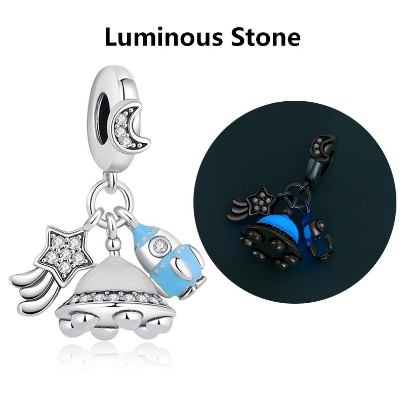 925 Silver Charm Love Star Moon Sun Spaceman Pendant Beads Charms Fit Original Bracelets Necklaces Jewelry For Women