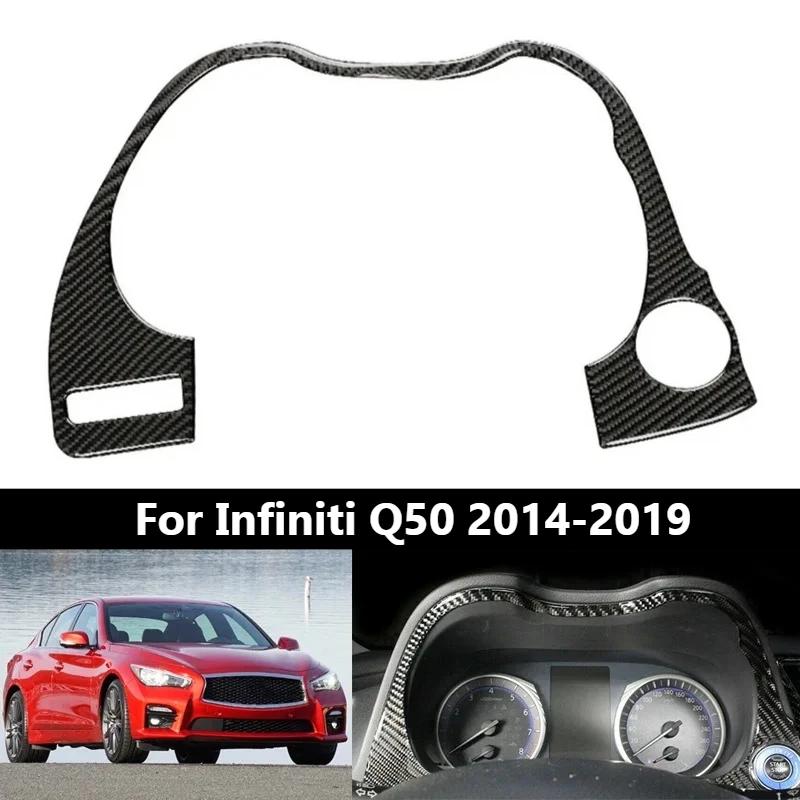 For Infiniti Q50 2014 2015 2016 2017 2018 2019 Car Carbon Fiber Look Interior Dashboard Frame Cover Trim Decorative Sticker ABS