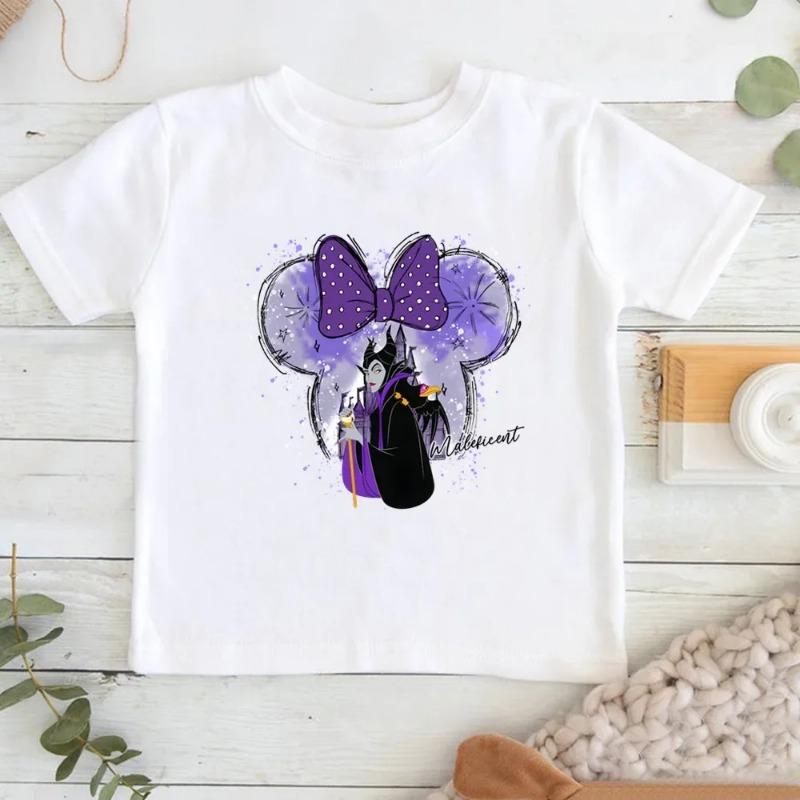 Disney Child Belle Princess Kawaii Printed T-shirt Baby Girl 100%cotton Soft Cartoon Clothing Cute Graphic Tops Kids Funny Tees