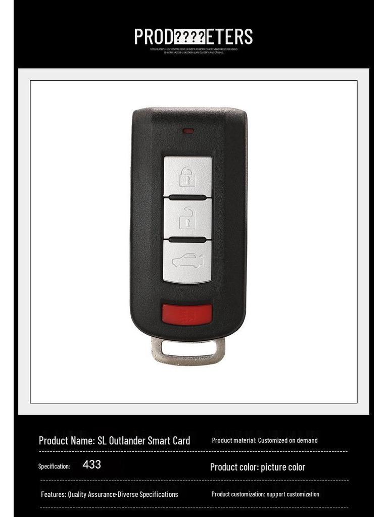 Compatible with Mitsubishi Outlander/Lancer/ASX Smart Key (3+1 Button, 433 MHz, 46 Chip)