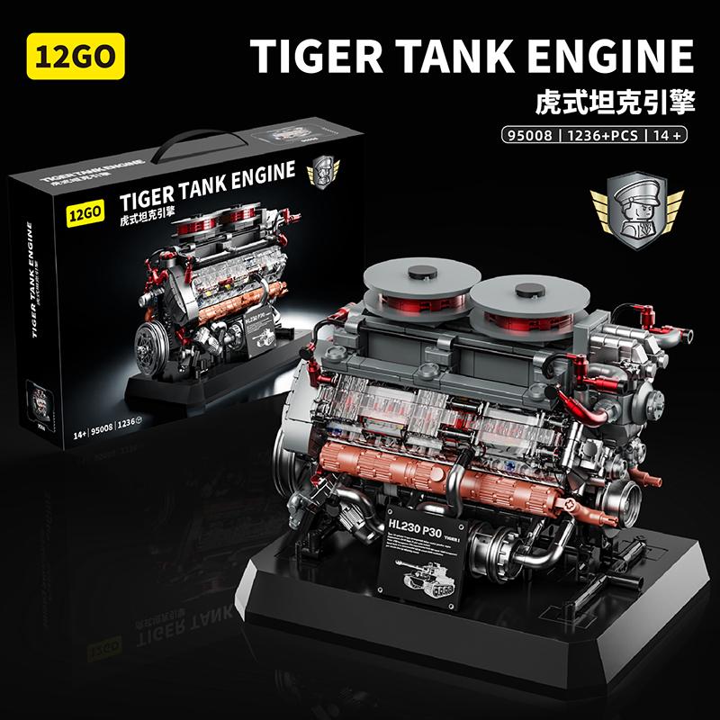 Building Blocks Tiger Tank Engine Mechanical Engine Model 1236Pcs Abs Collectible Military Gift For Adults