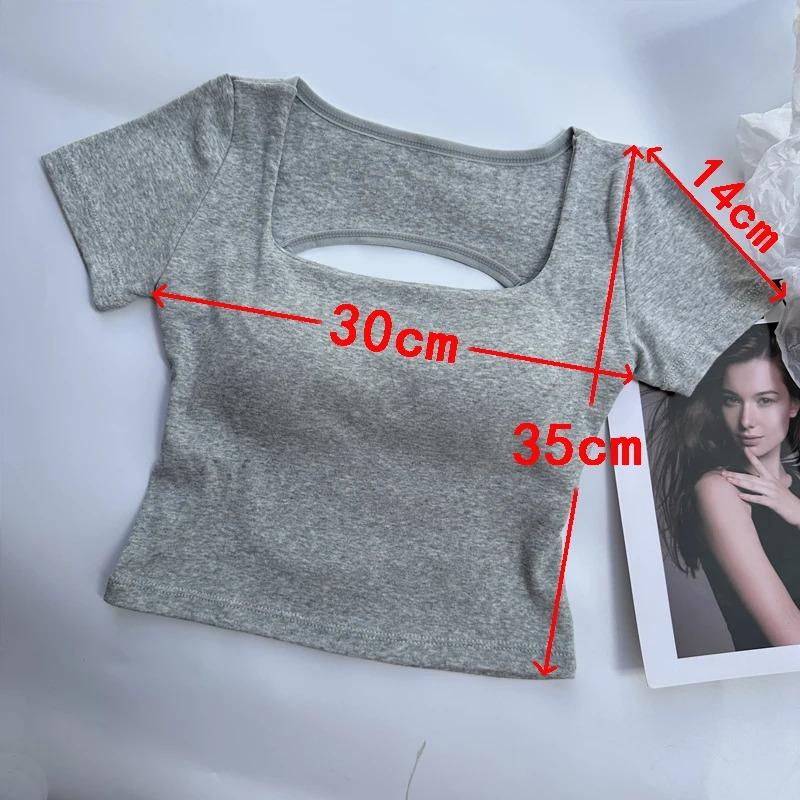 T-Shirt Damenbekleidung Quadratischer Ausschnitt Oberteile Kurzarm Crop-Top mit BHs für Frauen Mädchen sexy Streetwear Rückenfreies Top T-Shirts