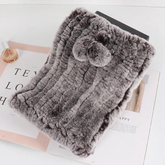New lady real rex rabbit fur hat Natural warm rex rabbit fur hat scarf Women hand knitted soft real rabbit fur caps scarves