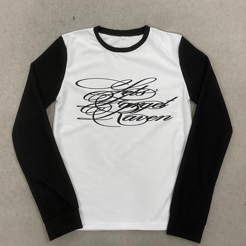

Y2K printed long sleeved round neck personalized retro trend loose hip-hop top S