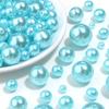 50-1000 Stück 3/4/5/6/8/10/12mm Mit Loch Imitationsperlen Aquamarin Blau Rund Lose Perlen für DIY Schmuckherstellung Halskette Armband
