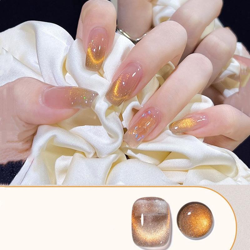 Nail Gel Polish 8ml Nail Polish Small Light Bulb Crystal Cat's Eye Glue Set Manicure Ice Transparent Aurora Flash Nail Polish Glue